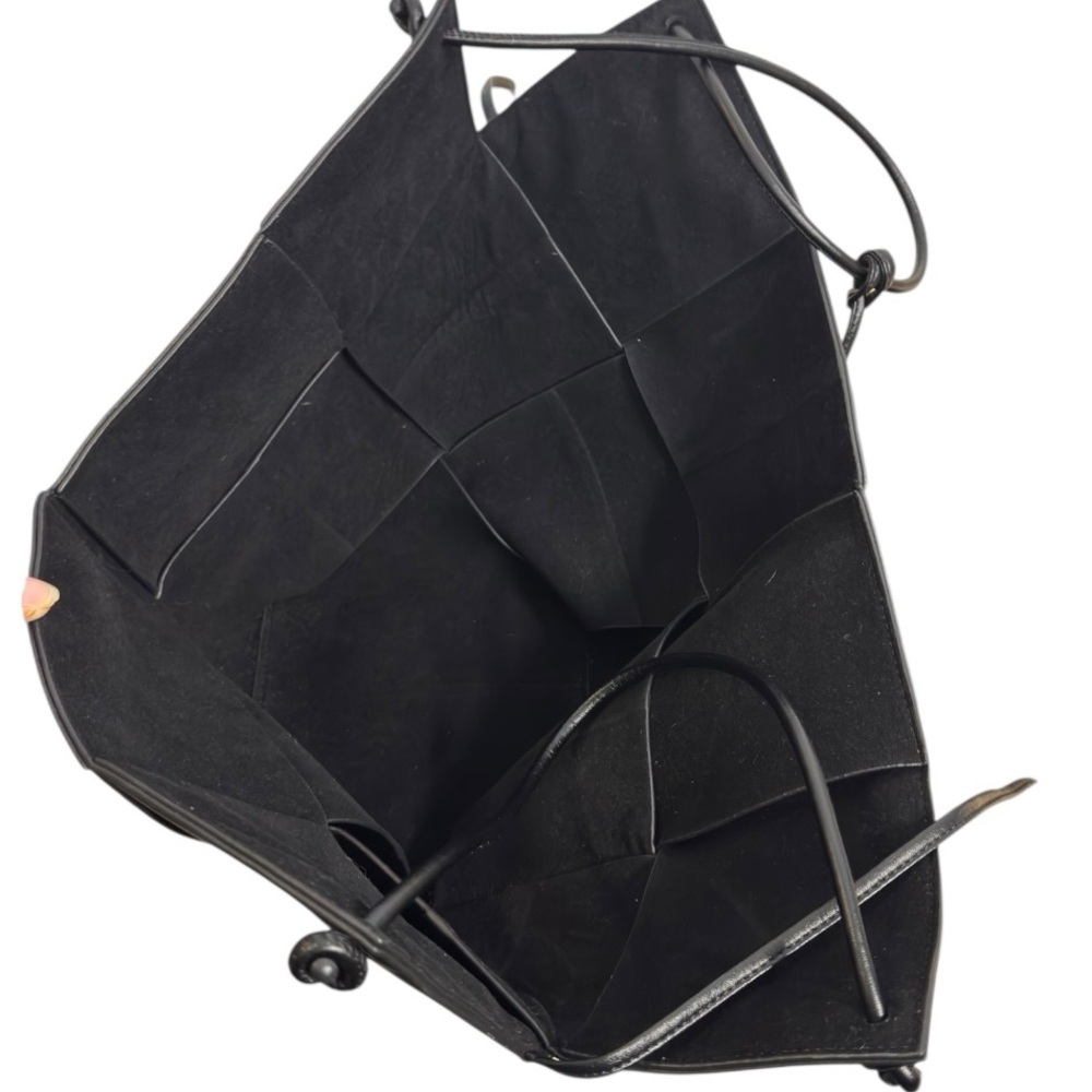 Bob Ore Black Contexture Leather Tote With Removable Suede Compartment Bag - Picture 12 of 15